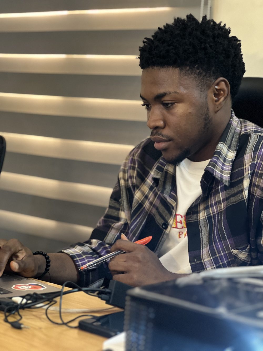 A student working at the academy